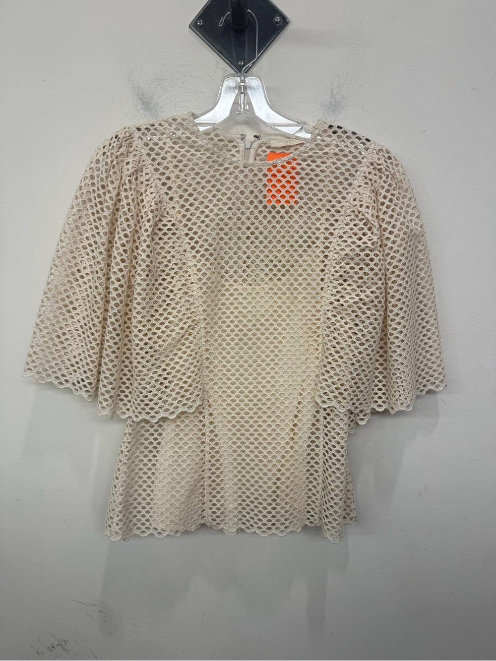 Ulla Johnson Cream Open-Knit Flutter Sleeve Top